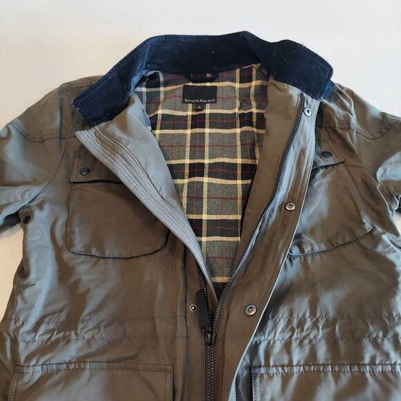 Banana Republic Jacket Mens Medium Full Zip Plaid Lined Elbow Patch - Picture 5 of 8